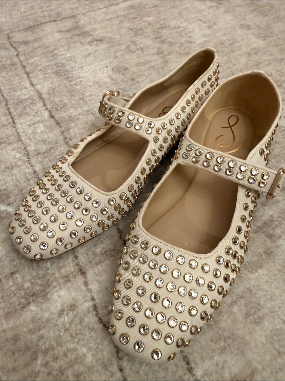 Sam Edelman Ivory Rhinestone Mary Jane Flats - Picture 2 of 10